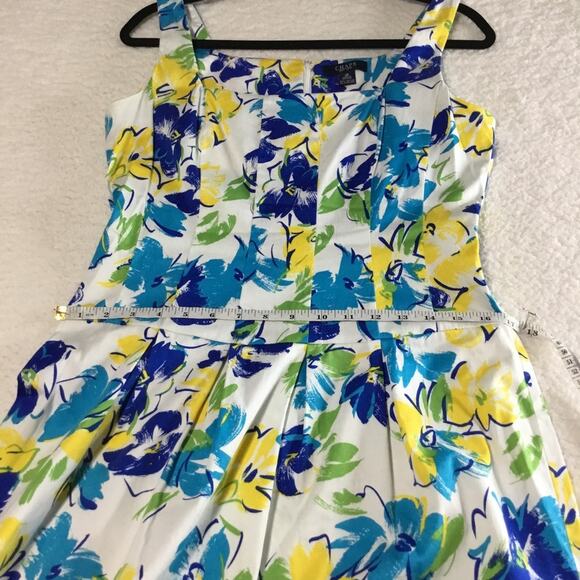 Chaps Dress Women's Cotton Floral Size 10 Pleated Front Sleeveless - Picture 4 of 8
